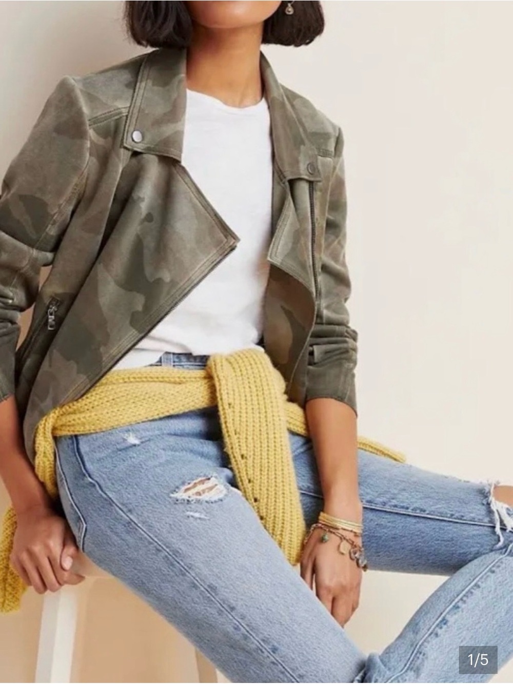 Anthropologie Marrakech Camo Moto Jacket - Plus Size
